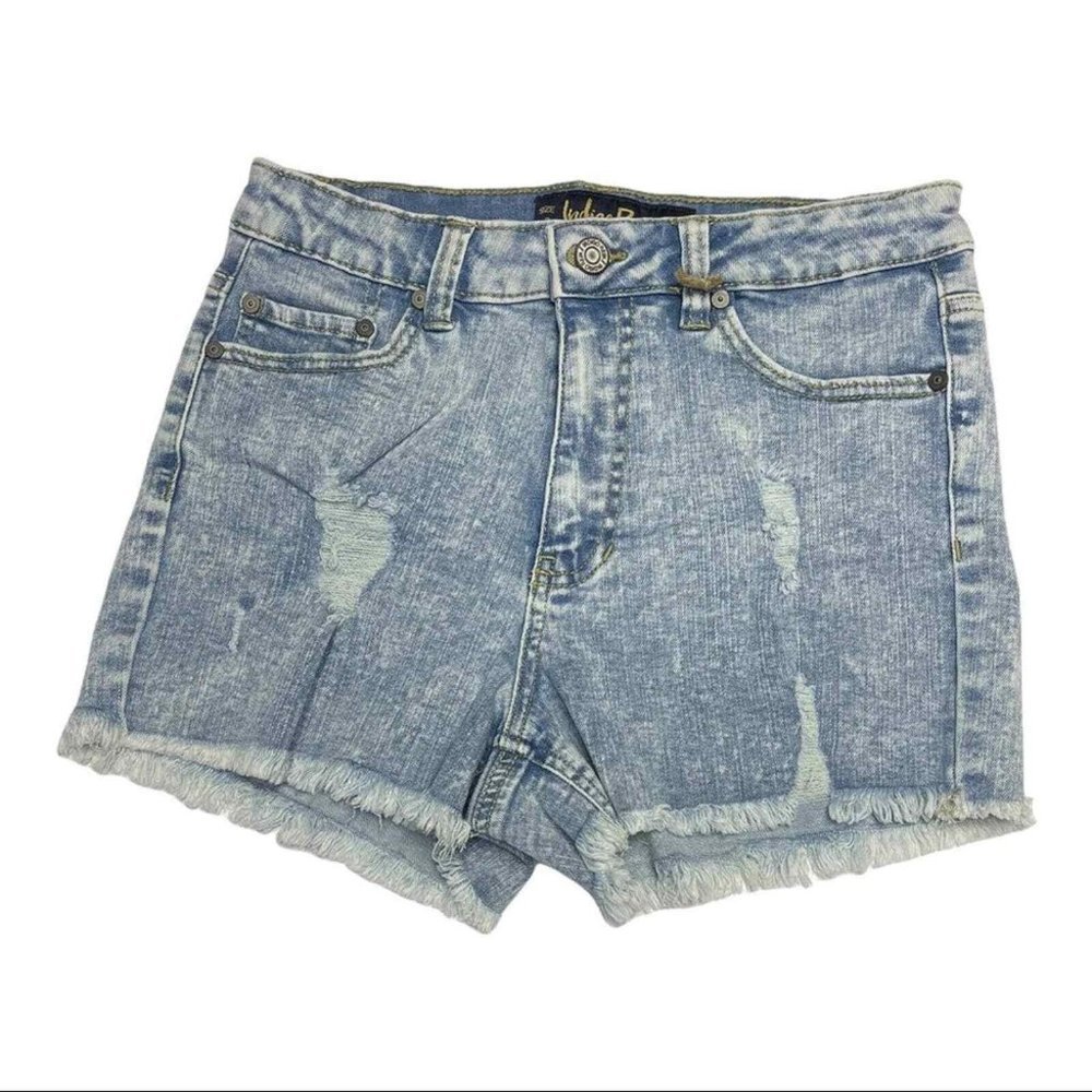 Indigo Rein Acid Washed Super High Rise Jean Shorts Size 7/27 NWT